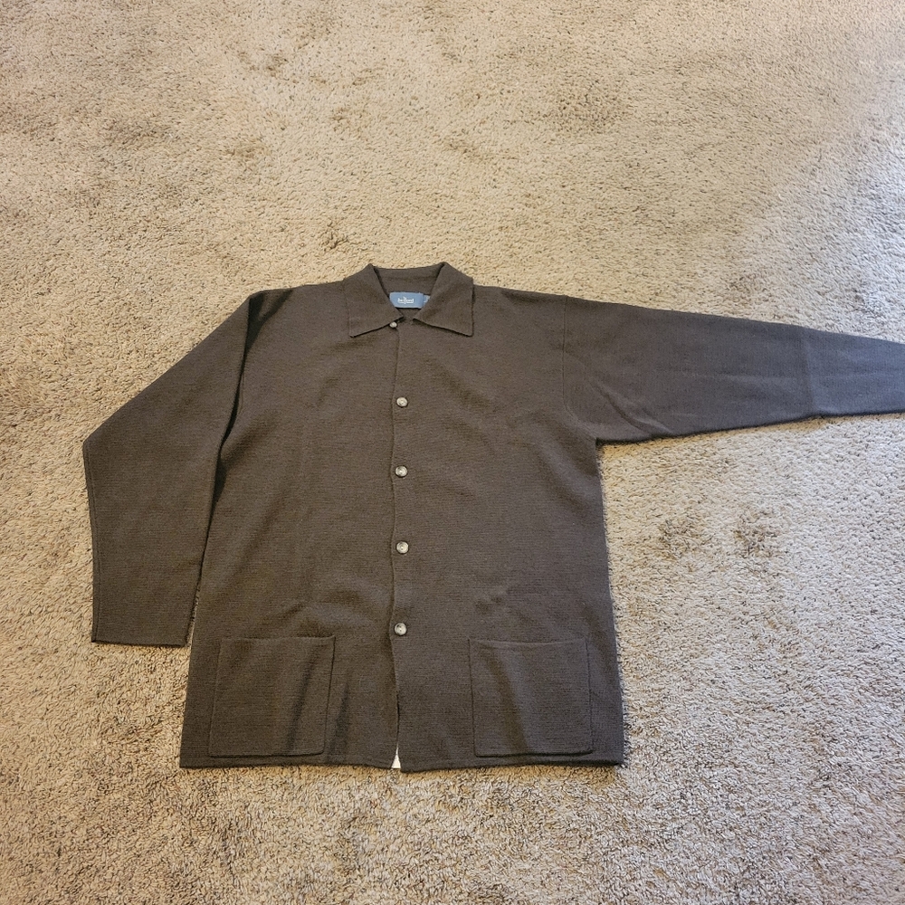 Men's Belford Brown Button-Front 100% Merino Wool Sweater